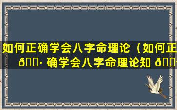 如何正确学会八字命理论（如何正 🌷 确学会八字命理论知 🐬 识）